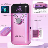 Máquina De Uñas Eléctrica Recargable 45000RPM Profesional Para Esmaltes De Gel Y Manicura Portátil Herramienta De Archivo De Uñas - details 3