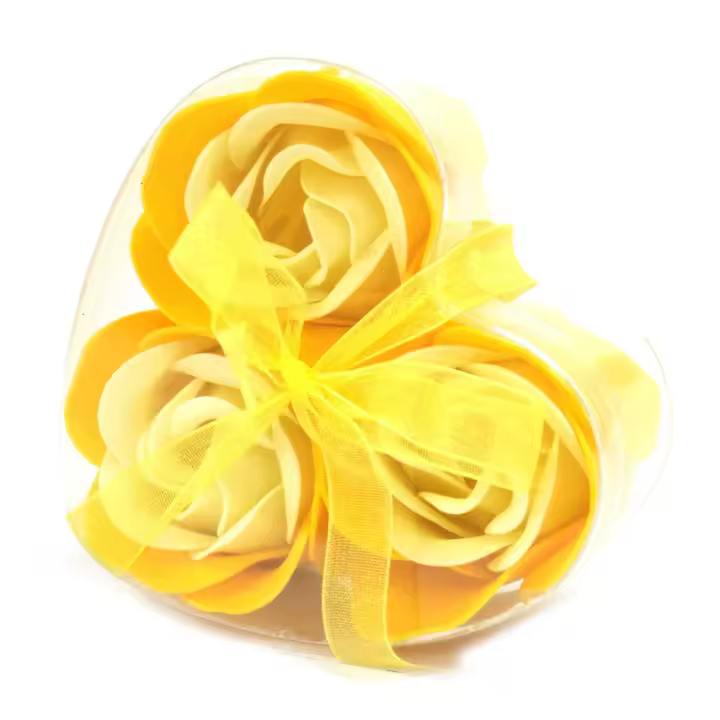Set de 3 flores de Jabón caja corazón - rosas primavera - 1