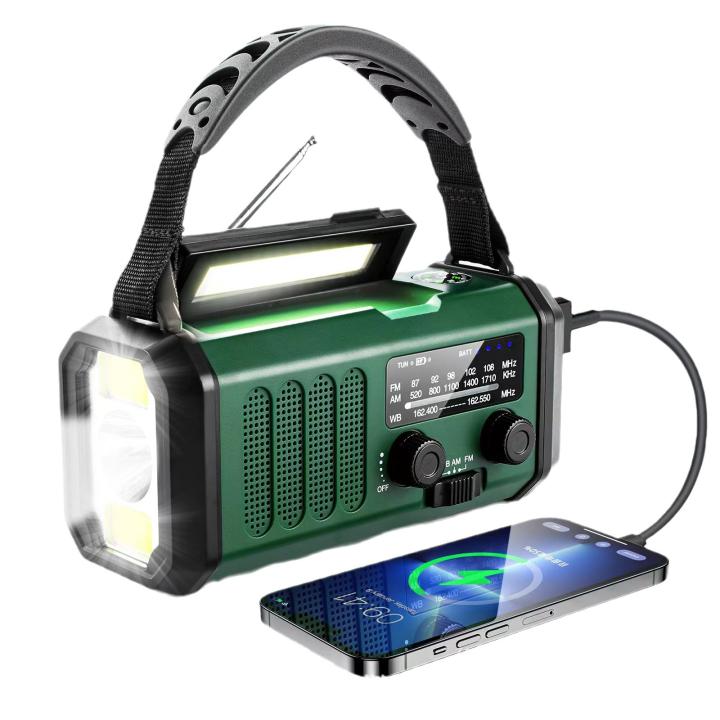 BIT Radio portátil de 10.000 mah, Radio de emergencia, radio solar, Radio meteorológica AA / AM / fm, carga USB tipo - c, Radio del generador, batería de polímeros, linterna y luz de lectura led, alarma sos, Brújula de campamento