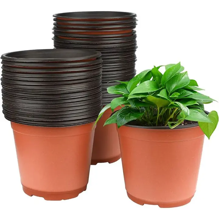 SOMY 50 Uds. Macetas de plástico de 15cm para plantas, macetas para plántulas, contenedor para plantas y flores para viveros - 1