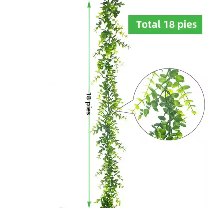 Guirnalda Artificial De Eucalipto Para Bodas Arco De Flores Verdes Rattan Decoración De Pared Para Hogar Y Jardín Plantas Falsas Colgantes - 1