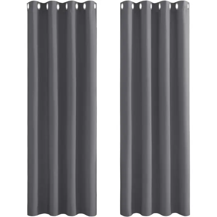 Cortina Cortina Opaca Cortina Opaca Gris Tela Escandinava Asia del Sur Color Sólido Cortina Opaca De Dormitorio Alta De Alta Precisión Acabado 140 * 240 Cm 2 Piezas - 1