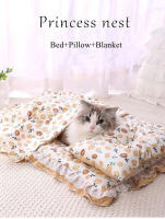 Cama De Gato Con Almohada Universal Tres Piezas Nest Princesa Para Perro Almohadilla De Mascota Cama De Dormir Para Gato Pequeño Y Mediano Mantel Para Mascota - details 0