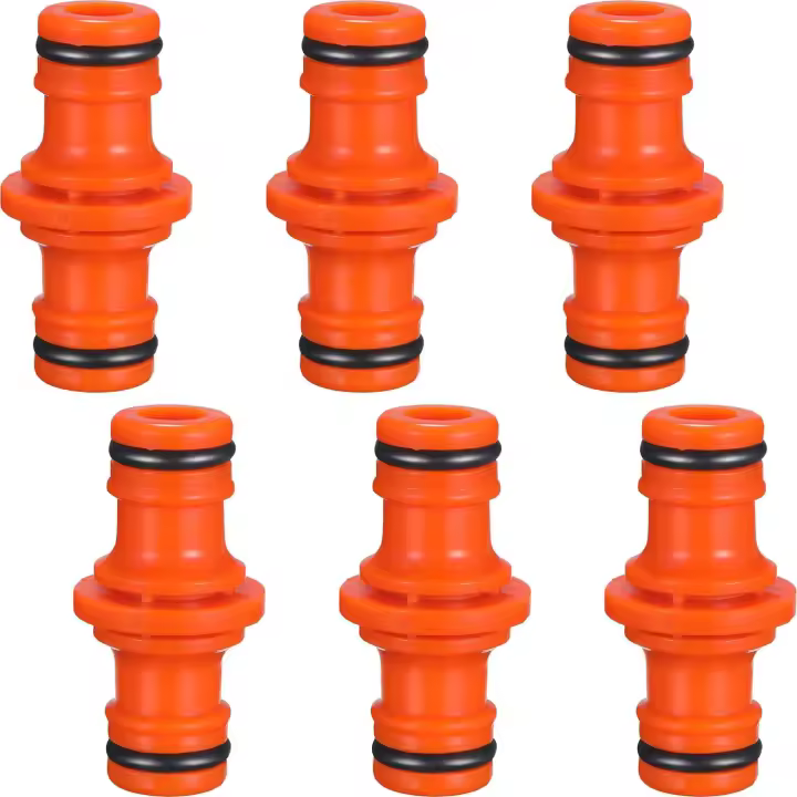 6 piezas doble conector de manguera macho accesorios de manguera para unirse tubo de manguera de jardín (naranja) - 1