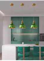 Lámpara Colgante Minimalista Japonesa De Vidrio Creativa Y Personalizada LED Verde En Bronce Para Iluminación De Habitaciones Y Salones - details 24
