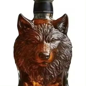 Botella de whisky con forma de animal salvaje, divertido decantador de whisky, regalo para hombres, papás y esposos, vasos de whisky grabados únicos, decoración de bar para amantes del whisky (Lobo) - 1