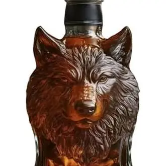 Botella de whisky con forma de animal salvaje, divertido decantador de whisky, regalo para hombres, papás y esposos, vasos de whisky grabados únicos, decoración de bar para amantes del whisky (Lobo) - 1