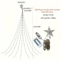 1PC 198 LED Luz De Estrella Cascada Con 8 Modos Cargado Por USB Y Control Remoto Luz De Camping Para Interior Y Exterior Decoración De Navidad - details 3