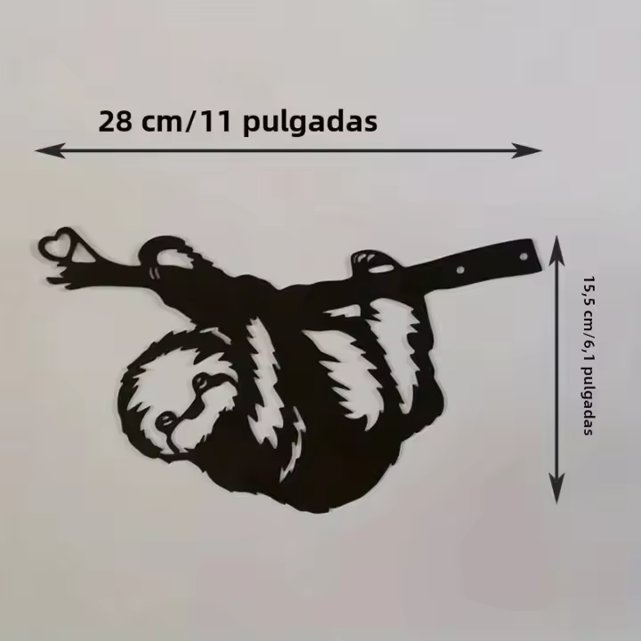 Arte De Pared De Acero Silueta De Sloth En Ramal Decoración Para Jardín Patio Exterior Estilo Moderno Y Minimalista - 1