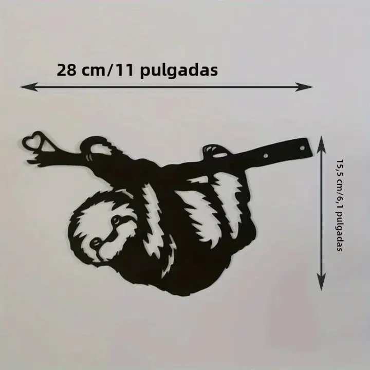 Arte De Pared De Acero Silueta De Sloth En Ramal Decoración Para Jardín Patio Exterior Estilo Moderno Y Minimalista - 1