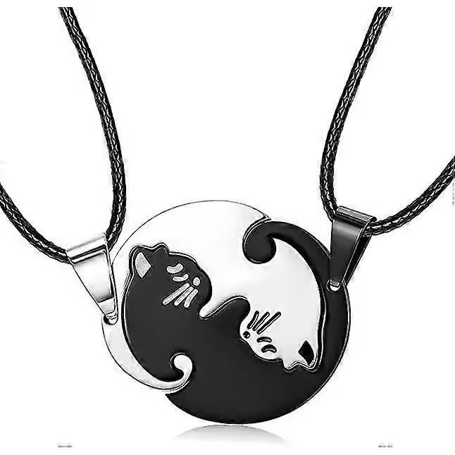 Par de Collares, collar de Pareja, collar de Gato rompecabezas, collar de la Amistad, joyería - 1
