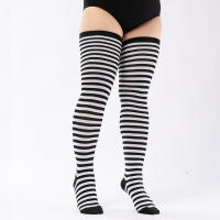 Medias Largas De Pierna Para Mujer Talla Grande Con Estampado Rayado Antideslizantes Para Halloween Accesorio De Costura - details 5