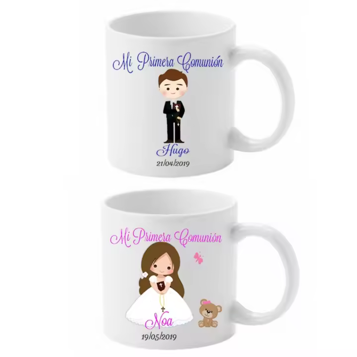 Taza de cerámica de alta calidad para regalo de comunión con nombre y fecha Decomac - 1
