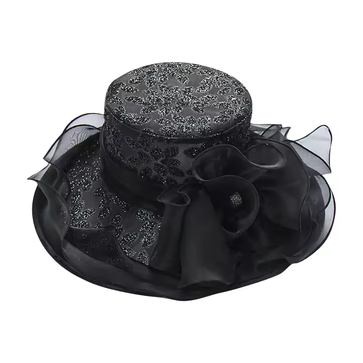 Sombrero De Flores Para Mujer Organza Gran Borde Para Bodas Y Té En La Iglesia Sombrero De Sol Casual De Polyester Floral - 1