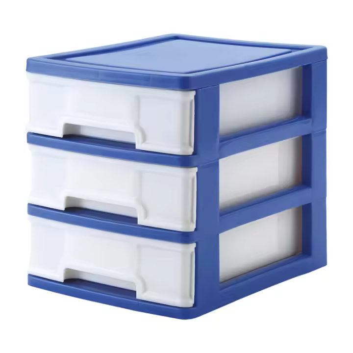 Gabinete de almacenamiento type Cajón de escritorio Azul Oscuro Caja de almacenamiento de papelería de Oficina de estilo europeo Caja de Organización de artículos Pequeños - 1