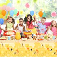 Mantel De Fiesta Temática De Colmena 'Feliz Cumpleaños' Para Niños Y Bodas Decoración Para Baby Shower Suministros De Cocina Y Comedor - details 4