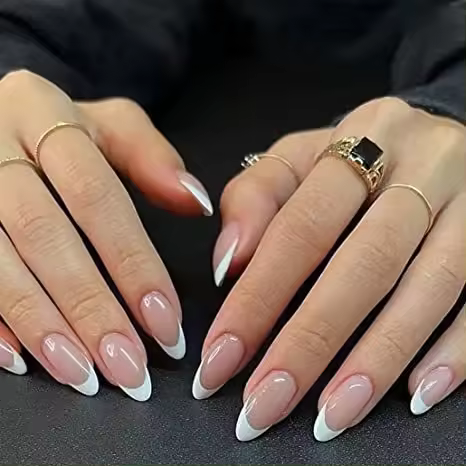 Juego De 24 Piezas De Uñas Postizas Rojas De Medio Longitud En Forma De Alerón Uñas Postizas De Cubre-Vellos Redondas Y Ovaladas Para Uso Diario Y Fiestas - 1