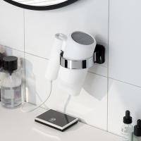 Estante para secador de pelo para baño y ASEO sin perforar, soporte de plástico para almacenamiento adhesivo de par
Estantería de almacenamiento, Negra - details 1
