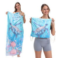 Toalla de playa europea y americana, bolsa integrada, mochila de almacenamiento portátil, toalla estampada, toalla de baño - details 0