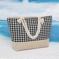 EILV - Bolso de Playa Mujer con Cremallera y Bolsillo Interior | Grande, Ligero, de Tela, Estilo Clásico a Cuadros | Bolsa Verano para Viaje, Piscina, Playa, Picnic - details 5