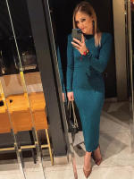 Vestido Midi De Encaje Mozision Para Mujer Con Espalda Descubierta Y Aros Elegante Y Sexy De Manga Larga Bodycon Para Fiesta - details 12