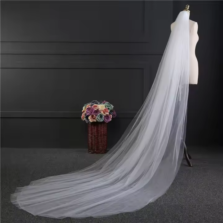 Velo De Novia Elegante Con Peine 3 Metros 1 Capa/2 Capas Blanco Ocre Sencillo Vestido De Novia Accesorios De Boda - 1