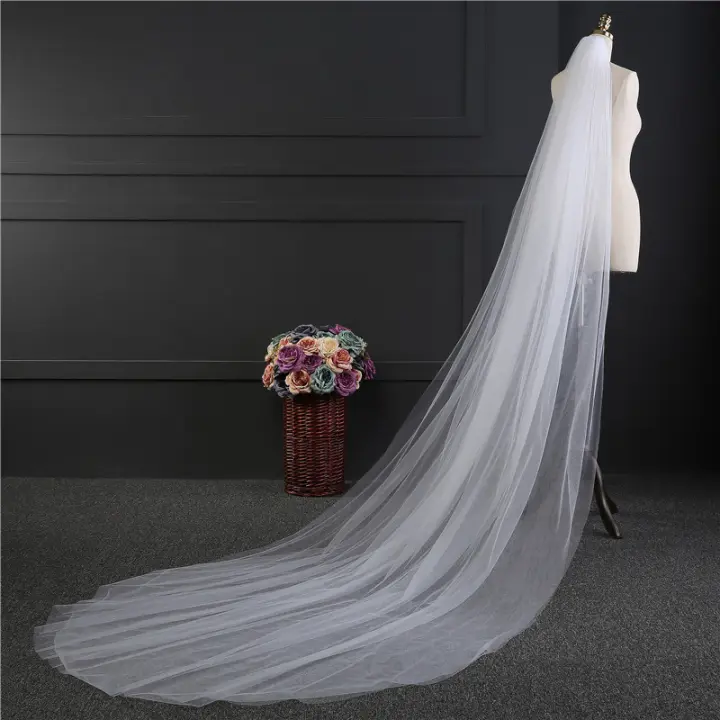 Velo De Novia Elegante Con Peine 3 Metros 1 Capa/2 Capas Blanco Ocre Sencillo Vestido De Novia Accesorios De Boda - 1