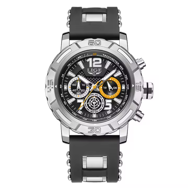 Reloj De Pulsera Deportivo LIGE Para Hombre Con Correa De Silicona Resistente Al Agua Y Luminosa Cronógrafo Militar Marca Nueva - 1