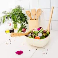 SET Tabla de Cortar de Bambú para Cocina, Carne, Pescado, Verdura,Fruta +Juego de 4 pcs  con soporte Utensilios para cocinar de Bambu - details 0