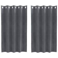 Cortinas Blackout vidaXL con Ojetes 2 pcs Super Gris Claro Terciopelo - details 1