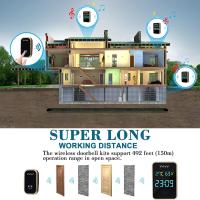 Timbre inalámbrico al aire libre impermeable y automático sin baterías, temperatura, humedad y tiempo de visualización, timbre inalámbrico con 38 melodías y 4 niveles de volumen - details 3