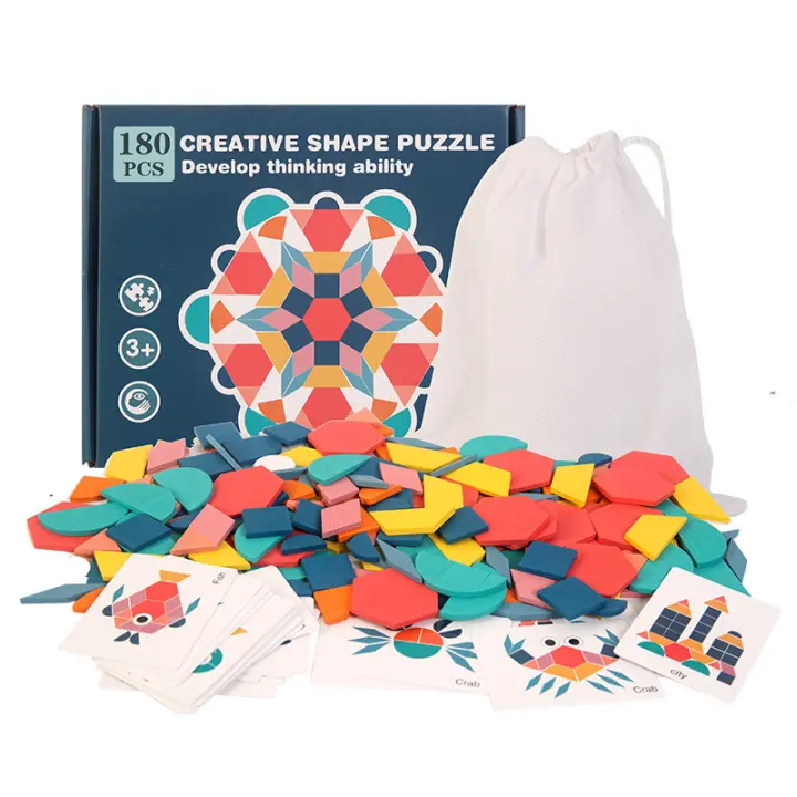 Juego De Rompecabezas 3D De Formas Geométricas Para Niños Montessori 180 Piezas Tablero De Madera Educativo Para Bebés Y Niños - 1