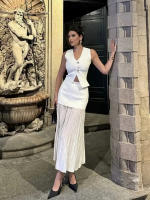 Conjunto De Vestido Para Mujer Estilo Británico Con Botones Metálicos Y Volante Hasta El Tobillo Traje De Invierno Elegante Y Temperamental - details 10