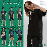 Camiseta Hip Hop Anime Estampada Streetwear Manga Corta Vintage Japonés Gráfico Harajuku Casual Holgada Tees Lavados Para Hombres - details 3