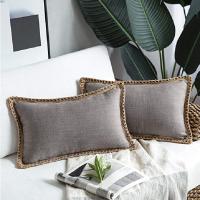 Cubiertas De Almohada De Lino Y Algodón 1/2pcs Con Borde Tricotado Y Volante Para Cojín De Tiras De Lino Estilo Rústico Para Hogar - details 8
