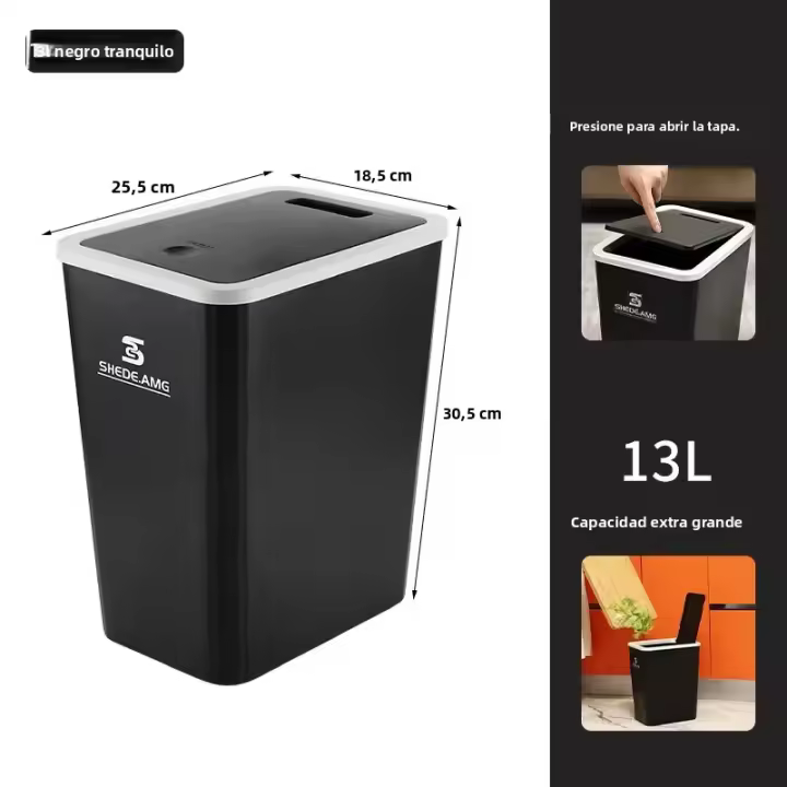 Bandeja De Papel Nordic Press Tipo Con Tapa Y Odorless Rectangular a Prueba De Fugas Para Baño Y Cocina Acero Inoxidable Para Oficina Y Uso Doméstico - 1