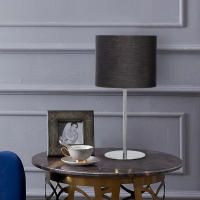 Aigostar - Lámpara de Mesa Clásica, Porlámparas de Casquillo Fino E14, Lámpara Decorativa Clásica con Base de Acero Brillante y Tulipa Negra, Perfecta para Mesa de Noche o Decorar Cualquier Estancia - details 0