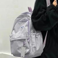 Mochila Grande De Nylon Con Gran Capacidad Para Viajes Colores Dulces Kawaii Mochila Escolar Diaria Para Estudiantes Con Cremallera - details 0