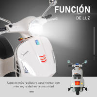 HOMCOM Moto Eléctrica Infantil Coche Triciclo Vespa Scooter Eléctrico a Batería con Luz MP3 USB Bocina para Niños Más de 3 Años Carga 30kg - details 3