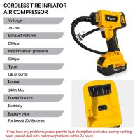 Bomba De Aire Para Neumáticos De Coche 830kpa Sin Cable Pantalla Digital Con Luz LED Compatible Con Batería Dewalt 20V Amarilla - details 1