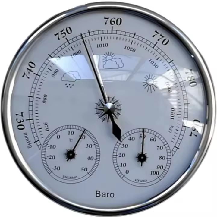 Meteorologista De Pesca Al Aire Libre Con Barómetro Termómetro Y Higrómetro Precisión Aneroid 128mm Herramienta De Medición 3 En 1 - 1