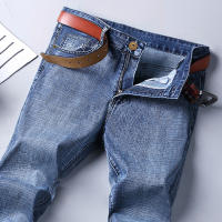 Nuevos Jeans Clásicos Para Hombre Primavera Otoño Moda Negocios Pantalones Vaqueros Rectos Estirados Azul Cómodos De Medio Cinturón - details 7