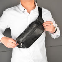 Riñonera de cuero genuino para hombre, bolso de hombro informal de negocios de alta capacidad con correas ajustables, regalos - details 9