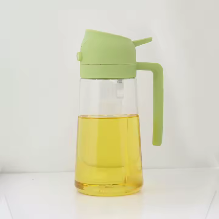 YARRAMATE Pulverizador de Aceite para Cocinar, Botella Dispensadora de Aceite de Oliva 2 en 1 Para Cocina, Botella de Aceite de Vidrio de 17 oz/500 ml para Freidora de Aire, Barbacoa (Blanco Cremoso) - 1