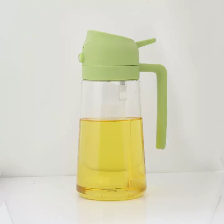 YARRAMATE Pulverizador de Aceite para Cocinar, Botella Dispensadora de Aceite de Oliva 2 en 1 Para Cocina, Botella de Aceite de Vidrio de 17 oz/500 ml para Freidora de Aire, Barbacoa (Blanco Cremoso) - 1