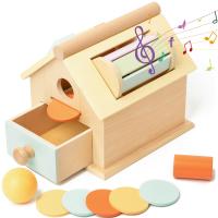 Juguetes De Madera Montessori 5 En 1 Caja De Permanencia De Objetos Bola Moneda Caída Casa Arco Iris Tambor Giratorio Y Ordenador De Formas Para Bebés Y Niños Pequeños - details 0