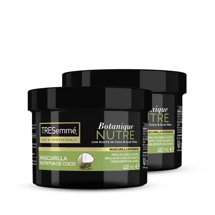 TRESemme Mascarilla Hidratante para cabellos secos y dañados Botanique Coco Nutre y Fortalece con aceite de coco y aloe vera 440ml - Pack de 2 - 1