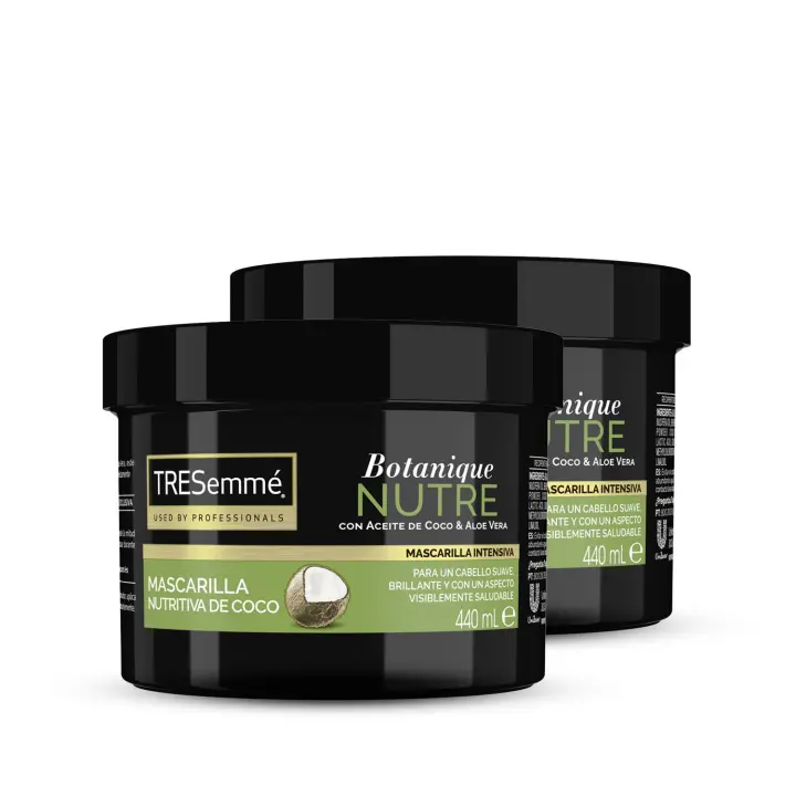 TRESemme Mascarilla Hidratante para cabellos secos y dañados Botanique Coco Nutre y Fortalece con aceite de coco y aloe vera 440ml - Pack de 2 - 1