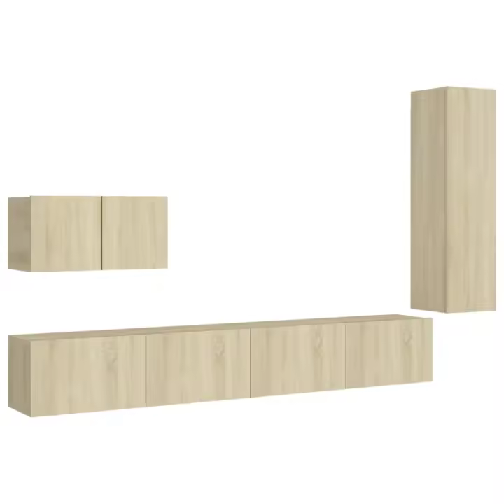vidaXL Set de muebles de salón TV 4 piezas madera de ingeniería 30.5x30x110 cm, Mueble de Salon, Mueble TV, Mueble TV salon, Mesa de TV, Mueble tele - 1