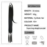Extensiones De Cabello Sintético Para Crear Ponytail Boxeador En Color Negro Y Marrón Textura Suave Y Lisa Fibra De Alta Temperatura Para Mujeres - details 2